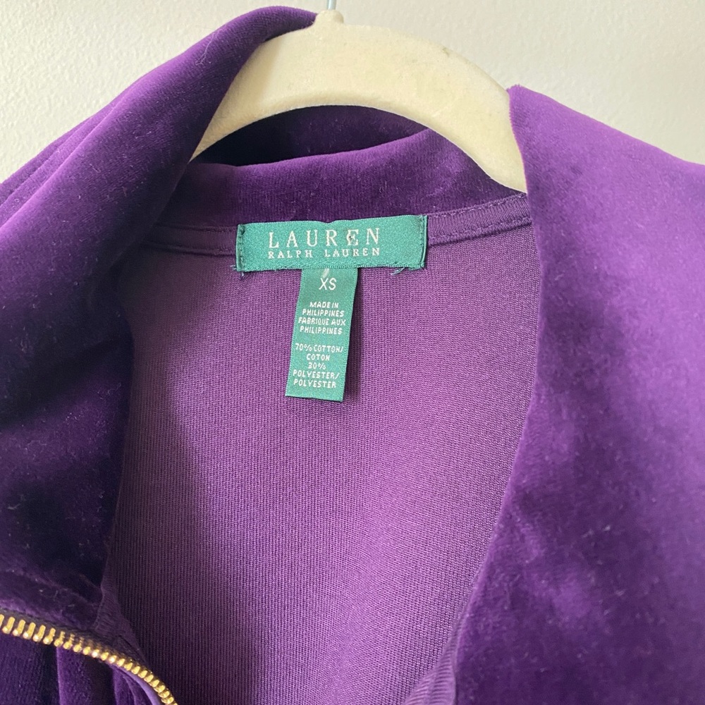 New without tag Ralph Lauren velour deep purple with gold zip up jacket - Picture 4 of 6